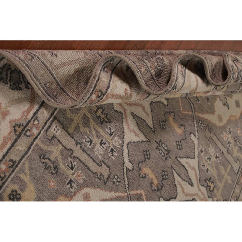 Gray Oushak Indian Runner Rug Hand-Knotted Wool Carpet - 6'0" x 18'0"