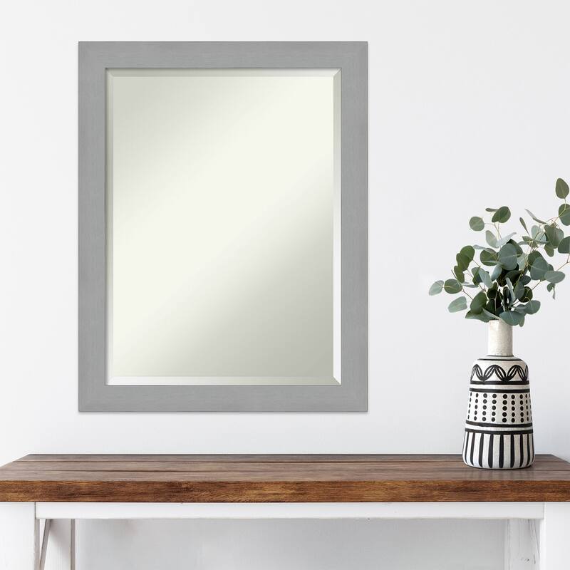 Beveled Wall Mirror - Brushed Nickel Frame