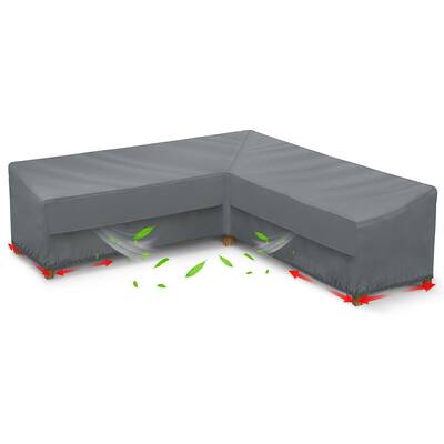Patio V Shaped Sectional Sofa Cover Waterproof Anti UV Rip Resistant
