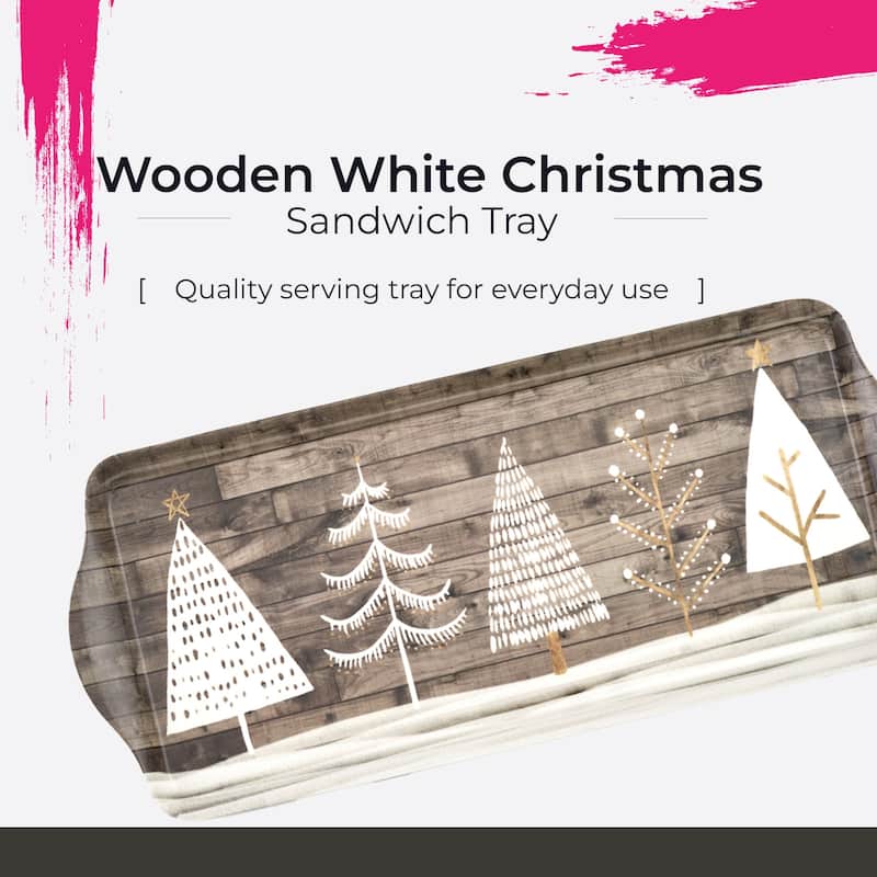 Pimpernel Wooden White Christmas Sandwich Tray - 15.1" L x 6.5" W