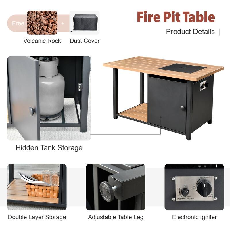 XIZZI 10-piece Outdoor Patio Furniture Conversation Set with Fire Pit