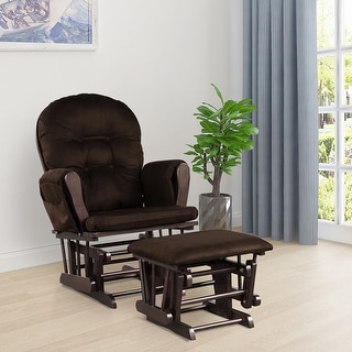 Wood Baby Rocker Nursery Furniture Glider and Ottoman Cushion Set