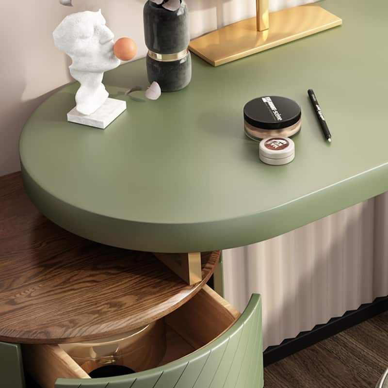 Modern Makeup Vanity Table With LED Lighted Mirror,Dressing Table with Movable Tray Top, 3 Solid Wood Drawer, Without Stool
