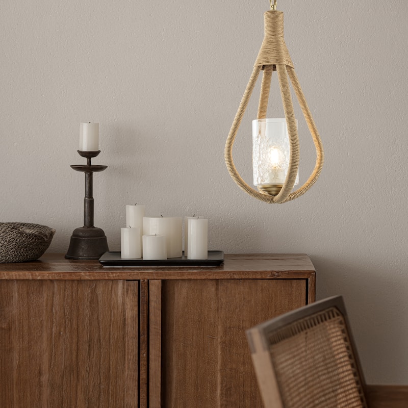 Dawana 1-Light Farmhouse Kitchen Pendant Light with Glass Shade - 9 In.Wide