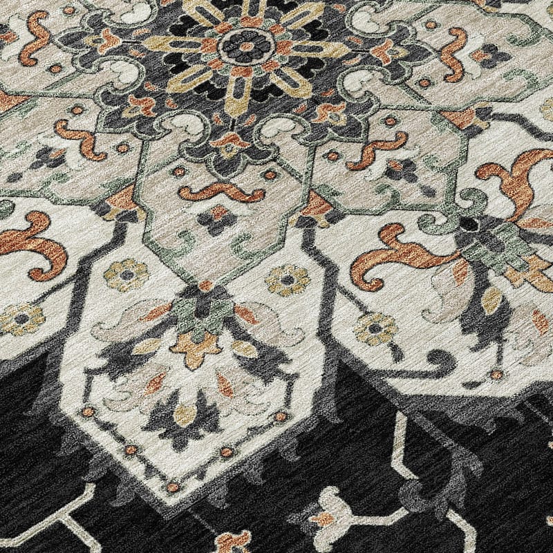 Machine Washable Indoor/Outdoor Traditional Heriz Chantille Rug
