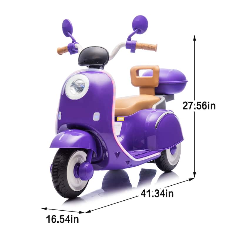 12V Kids Ride On Three-Wheel Electric Motorcycle,2WD,Cool Waterfall Light,Large Storage Space,Power Display For Kids Aged 3-6.
