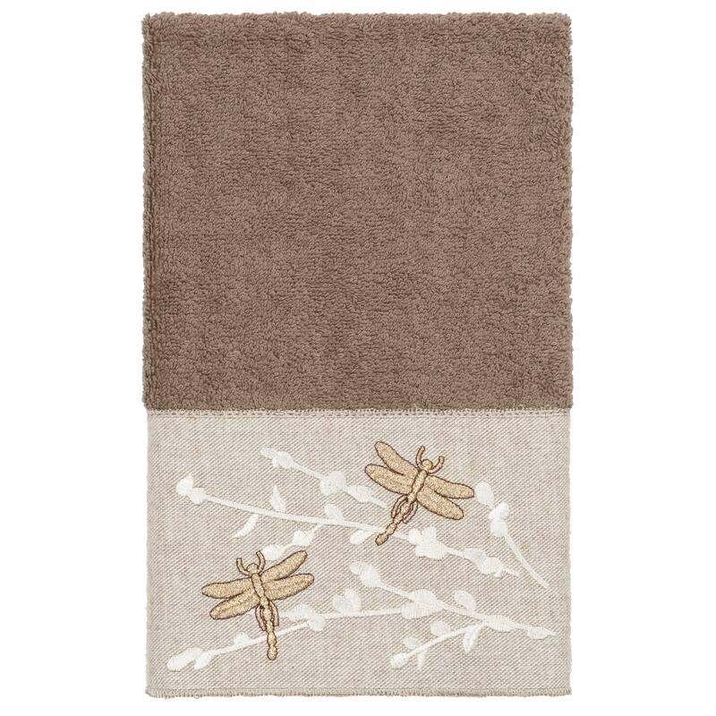Authentic Hotel and Spa 100% Turkish Cotton Braelyn Embellished Hand Towel - Latte