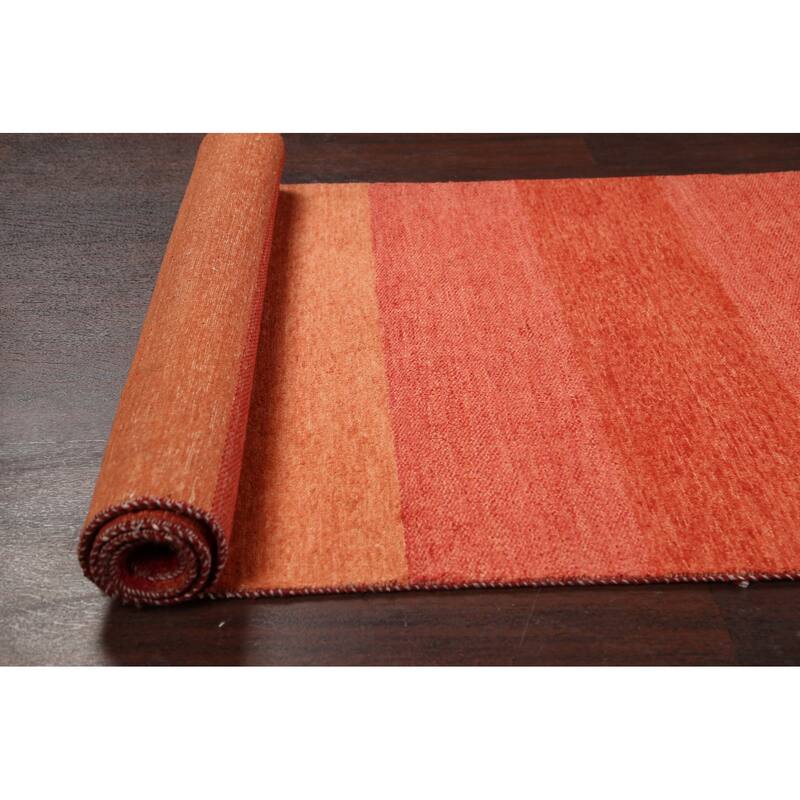 Striped Contemporary Oriental Gabbeh Kashkoli Wool Runner Rug Handmade - 3'1" x 15'7"