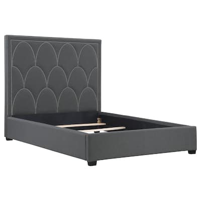 Bowfield Contemporary Fabric Upholstered Panel Bed Charcoal