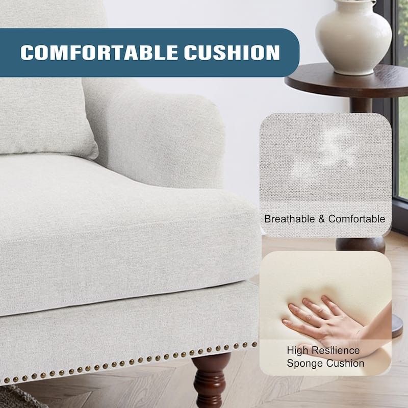 Set of 2 Mid Century Chenille Upholstered Accent Chairs