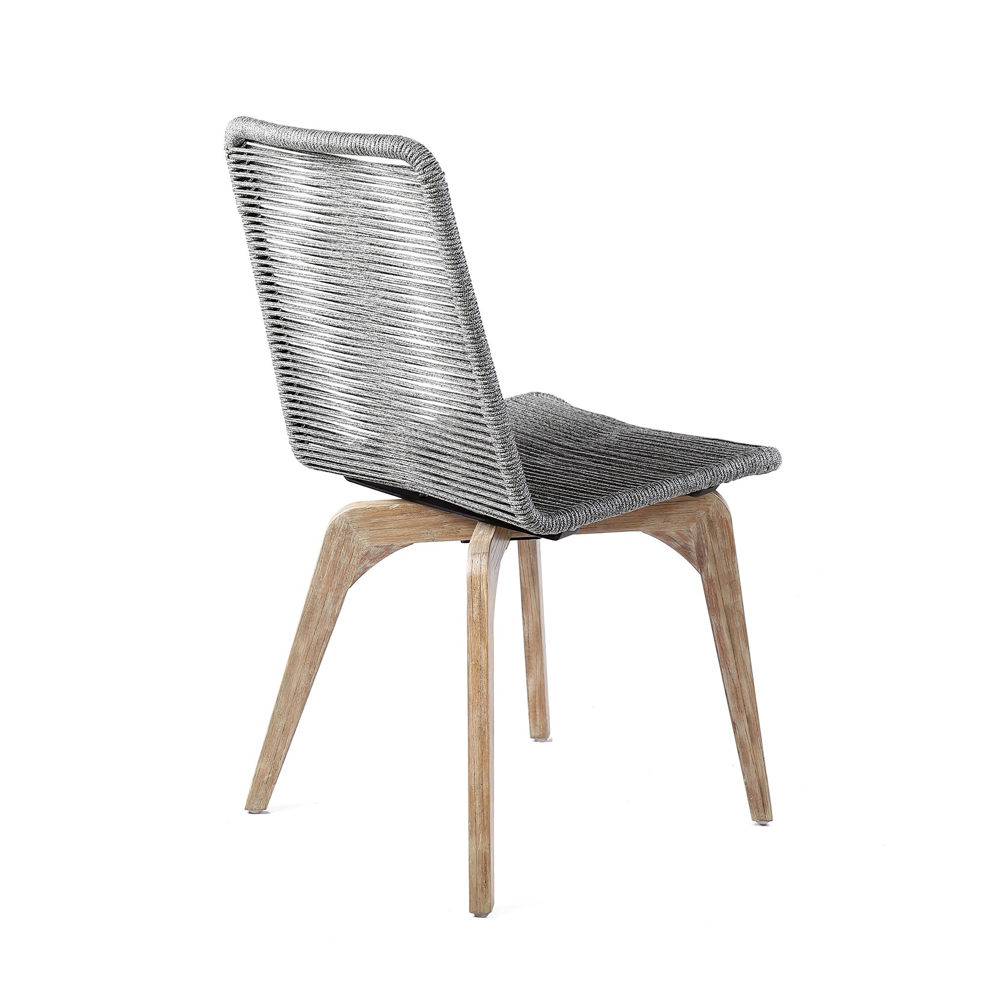 Shop Wooden Outdoor Dining Chair With Fishbone Weave Set Of 2 Gray Overstock 31688805