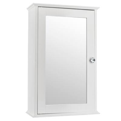 White Bathroom Wall Mounted Cabinet Shelf With Single Door Mirror