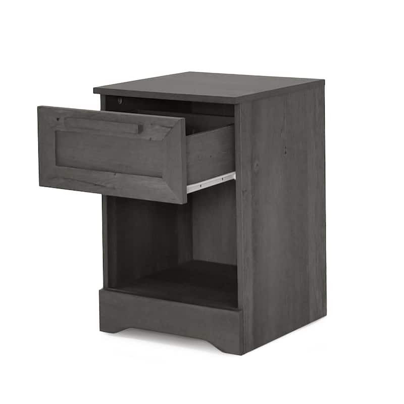 Nightstand with Single Drawer and Handles, Decorative Table with Bottom Shelf, Bedroom Coffee Table with Wooden Tabletop