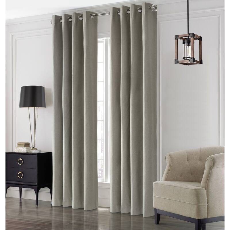 ThermaPlus Edison Total Blackout Textured Curtain Panel - 52" x 95" - Light Grey