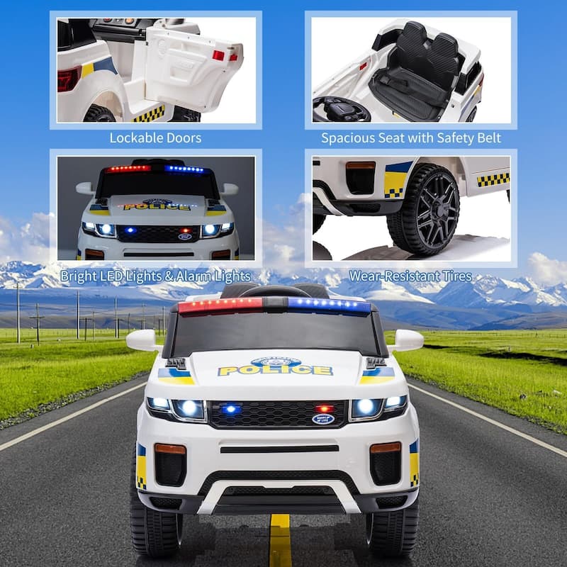 Kids Electric Police Car with Alarm & Megaphone