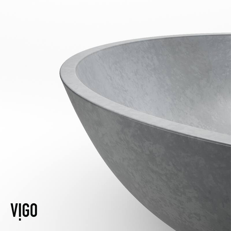 VIGO Ravenna 16"L x 16"W Concrete Vessel Sink and Dunn 11"H Faucet Set