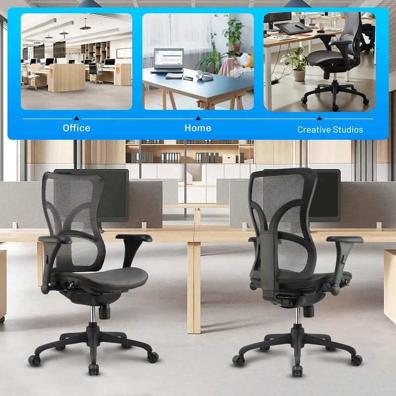 Cubiclesdotcom Engage Curved Mesh Ergonomic Office Chair, 275 lbs, Black