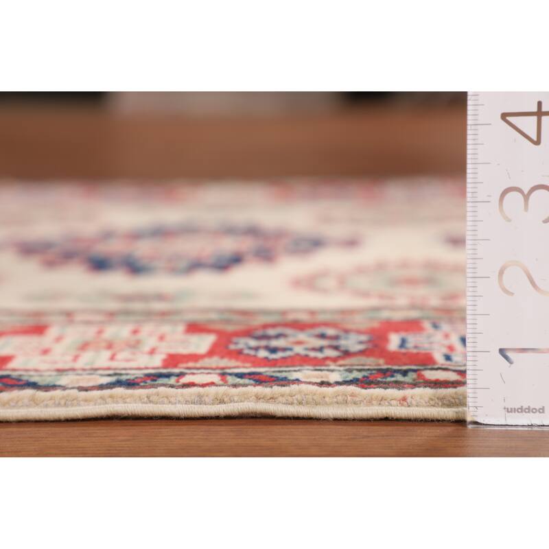 Ivory Kazak Foyer Rug Hand-Knotted Wool Carpet - 2'9" x 4'1"