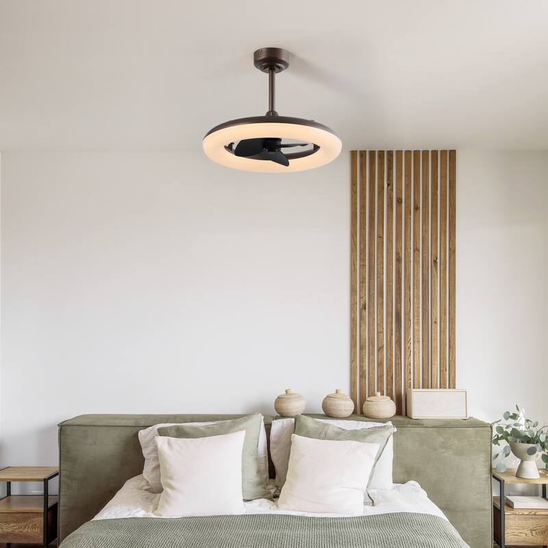 21.5" Smart LED Ceiling Fan - 6-Speed, Dimmable, Remote/App Control - 21.5 - Deep Espresso Bronze