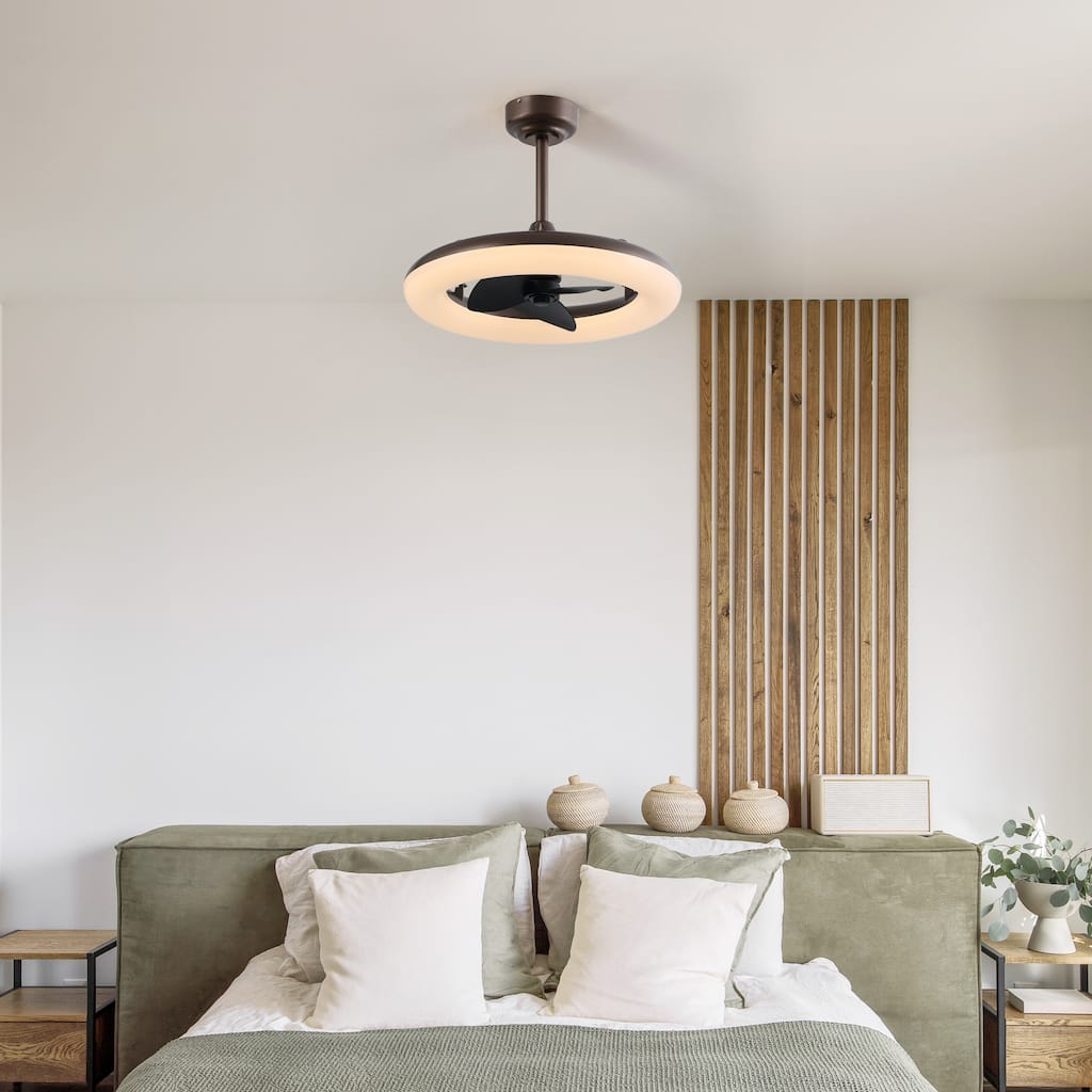 21.5" Smart LED Ceiling Fan - 6-Speed, Dimmable, Remote/App Control - 21.5