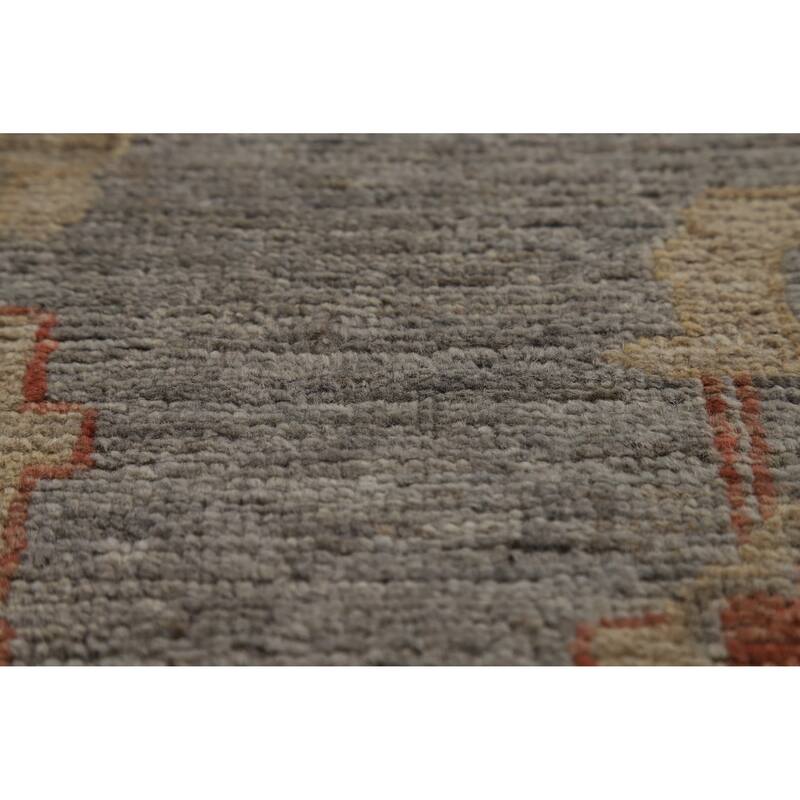 Hand Knotted Oriental 100% Wool Carpet Transitional All-Over Greys & Charcoal Oushak Area Rug - 11' 9'' X 8' 8''