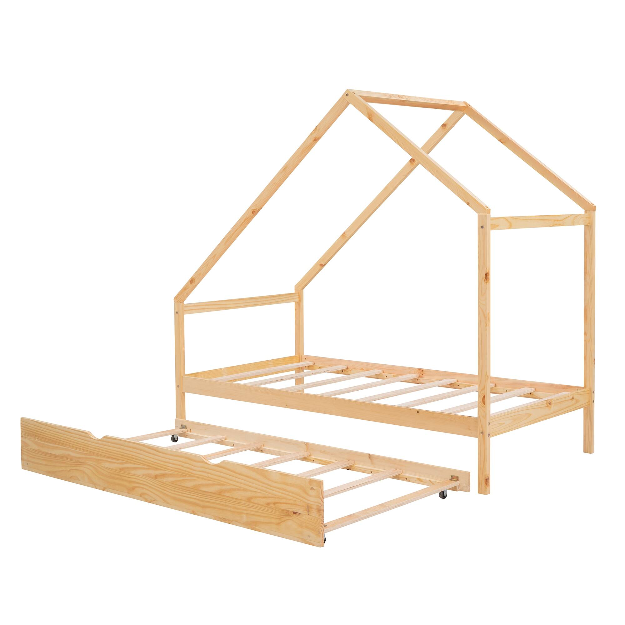 Charming House Shaped Twin Size Bed Frame with Twin Trundle - A Cozy ...