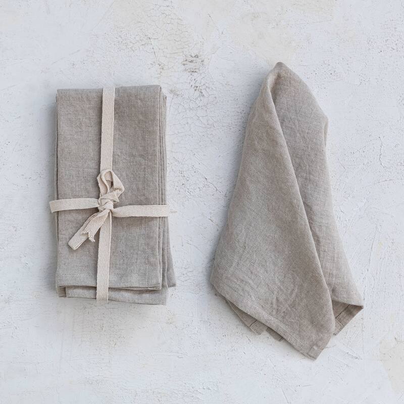 Stonewashed Linen Dinner Napkins - Natural