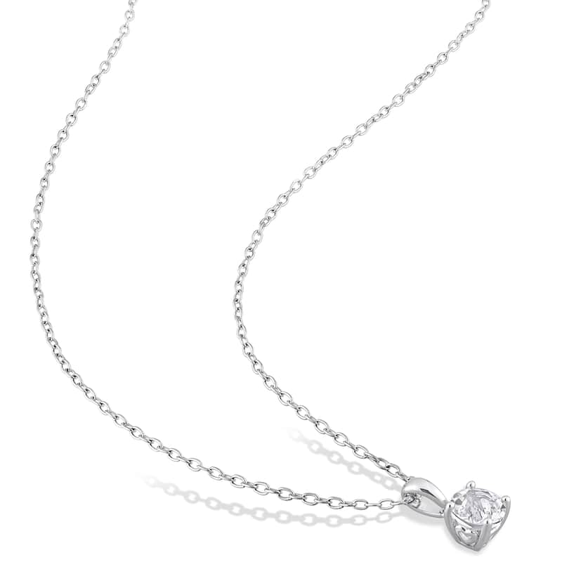 Miadora 3ct TGW White Topaz 2-Piece Set of Necklace and Earrings Sterling Silver