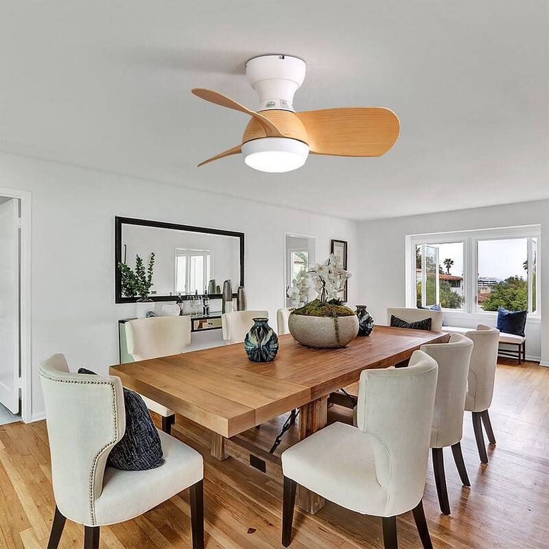 23" Modern Dimmable LED Ceiling Fan Light with Remote Control