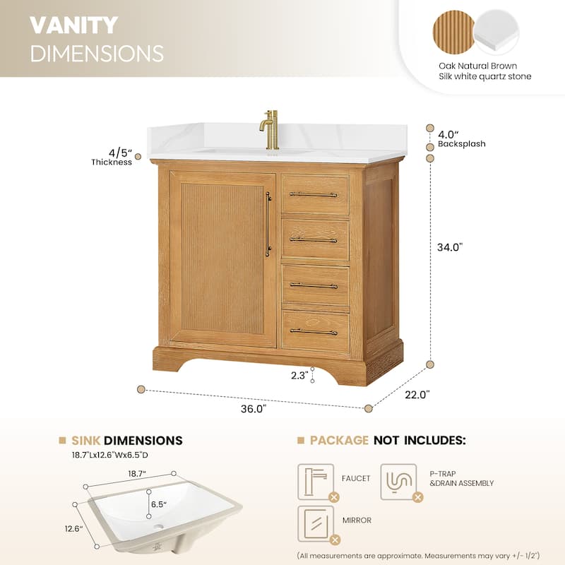 Tokyo Bath Vanity with Quartz Stone Top without Mirror