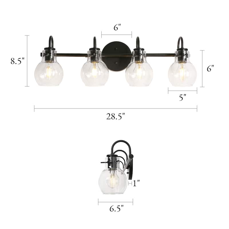 Modern 2/3/4/5-Light Bathroom Vanity Light Globe Glass Wall Sconce Minimalist Design