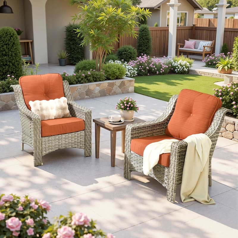 XIZZI 2-Piece Outdoor Furniture Patio Wicker Chairs Set - Red/Orange
