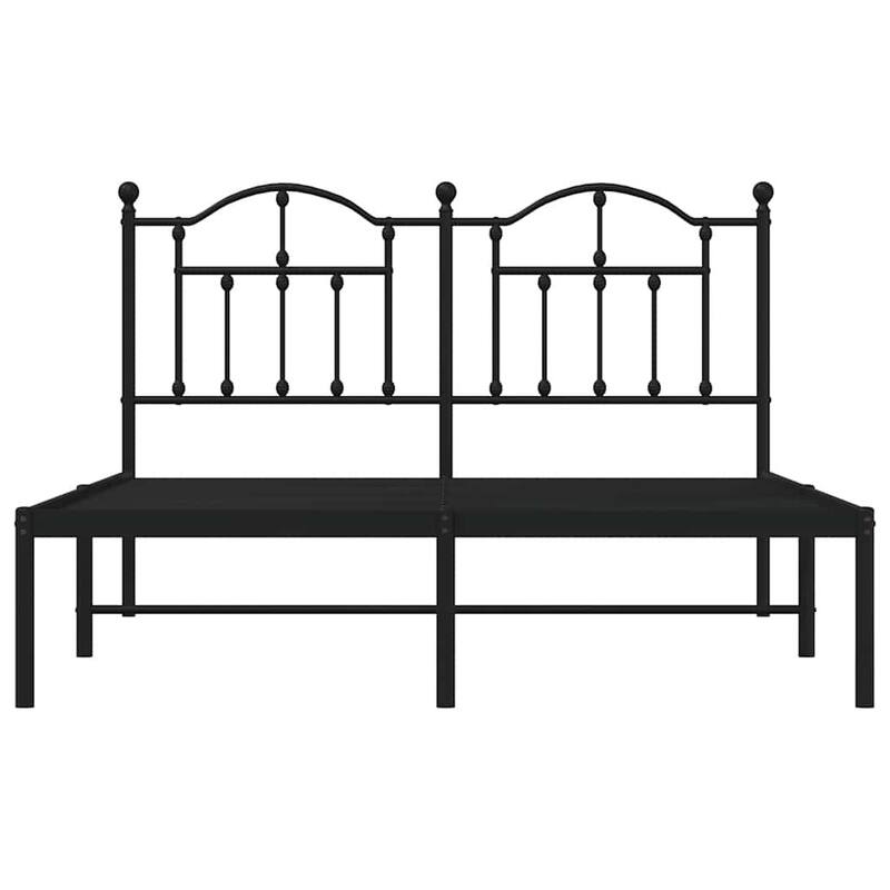 vidaXL Bed Frame Black Powder-coated steel 55.1 x 78.7 in Bed Frame - 57.5 x 81.5 x 38.2