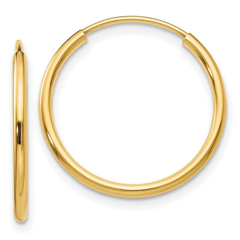 Curata 14k Yellow Gold Polished Round Endless Hoop Earrings - 17x17mm