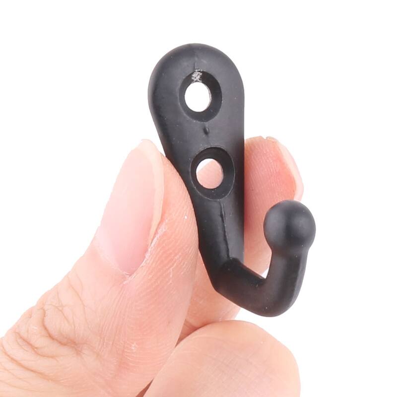 12pcs Metal Wall Door Mounted Towel Scarf Bag Cap Clothes Hook Hanger - Black - 0.8" x 0.5" x 1.3"(L*W*H)
