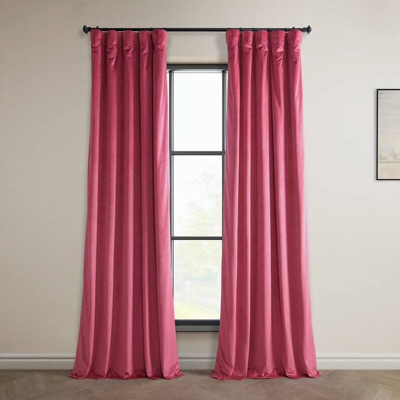 Exclusive Fabrics Heritage Plush Velvet Curtain (1 Panel) - 50 X 108 - Dark Pink