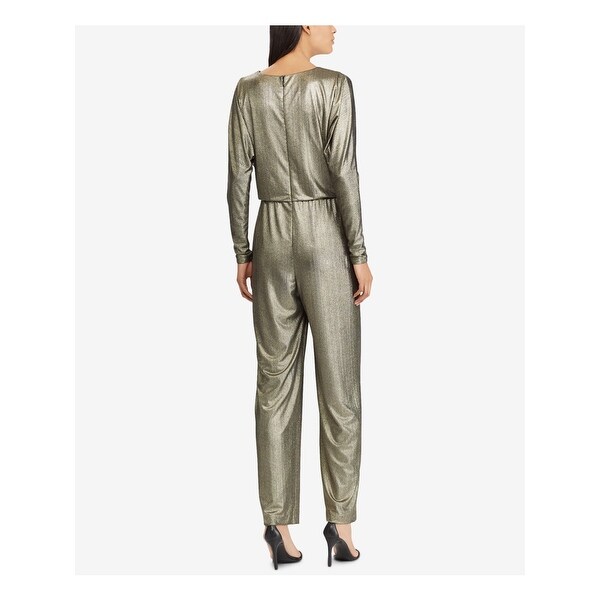 metallic long sleeve jumpsuit