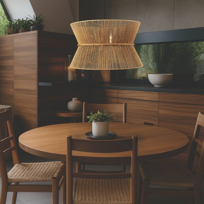 Innovations Lighting Coventry - 4 Light 28" Cord Hung Pendant - Matte Black Finish - Natural Shade