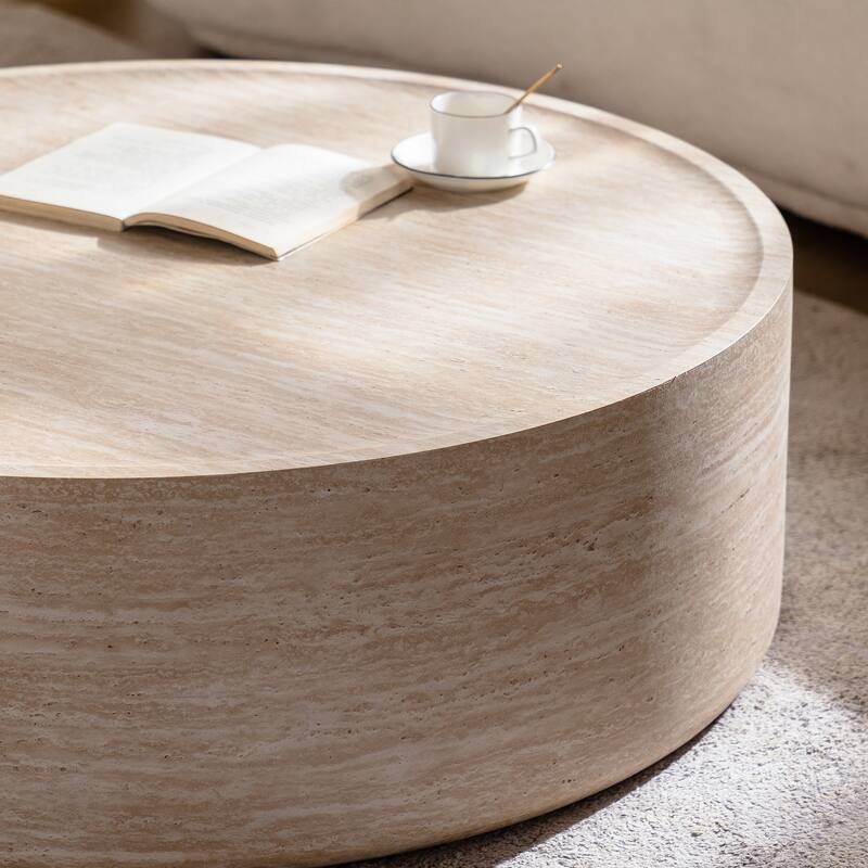 39.37" Round Coffee Table with Mars Pattern for Living Room