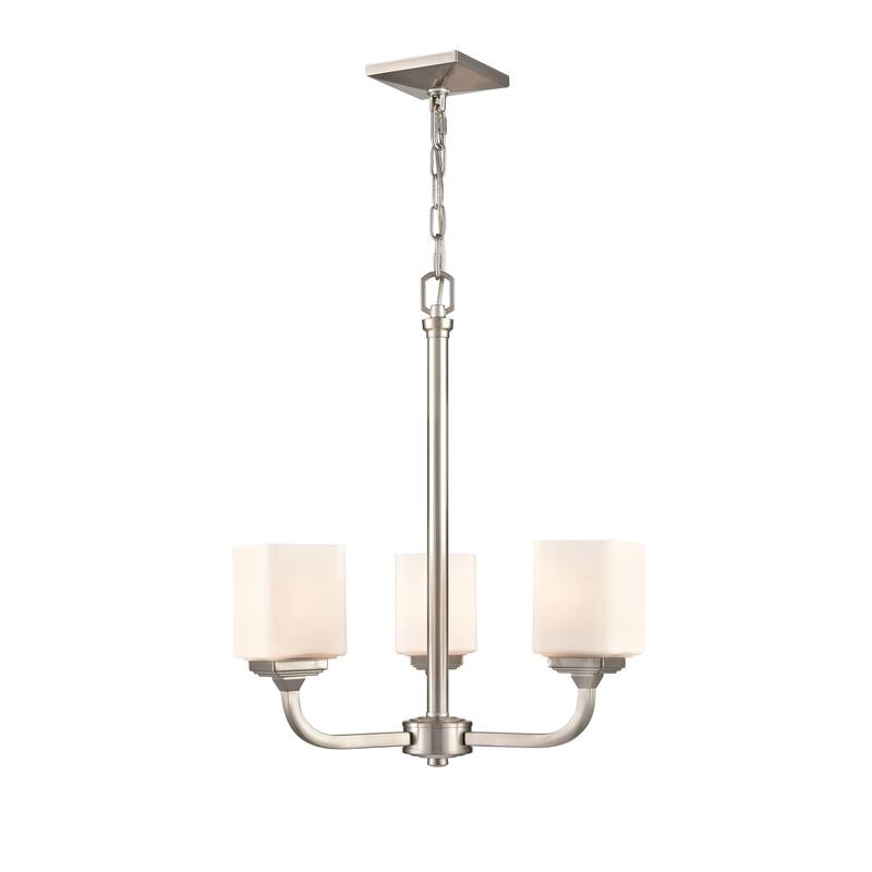 Millennium Lighting Eddison 3 Light Chandelier in Brushed Nickel with Frosted Glass Shades - Brushed Nickel