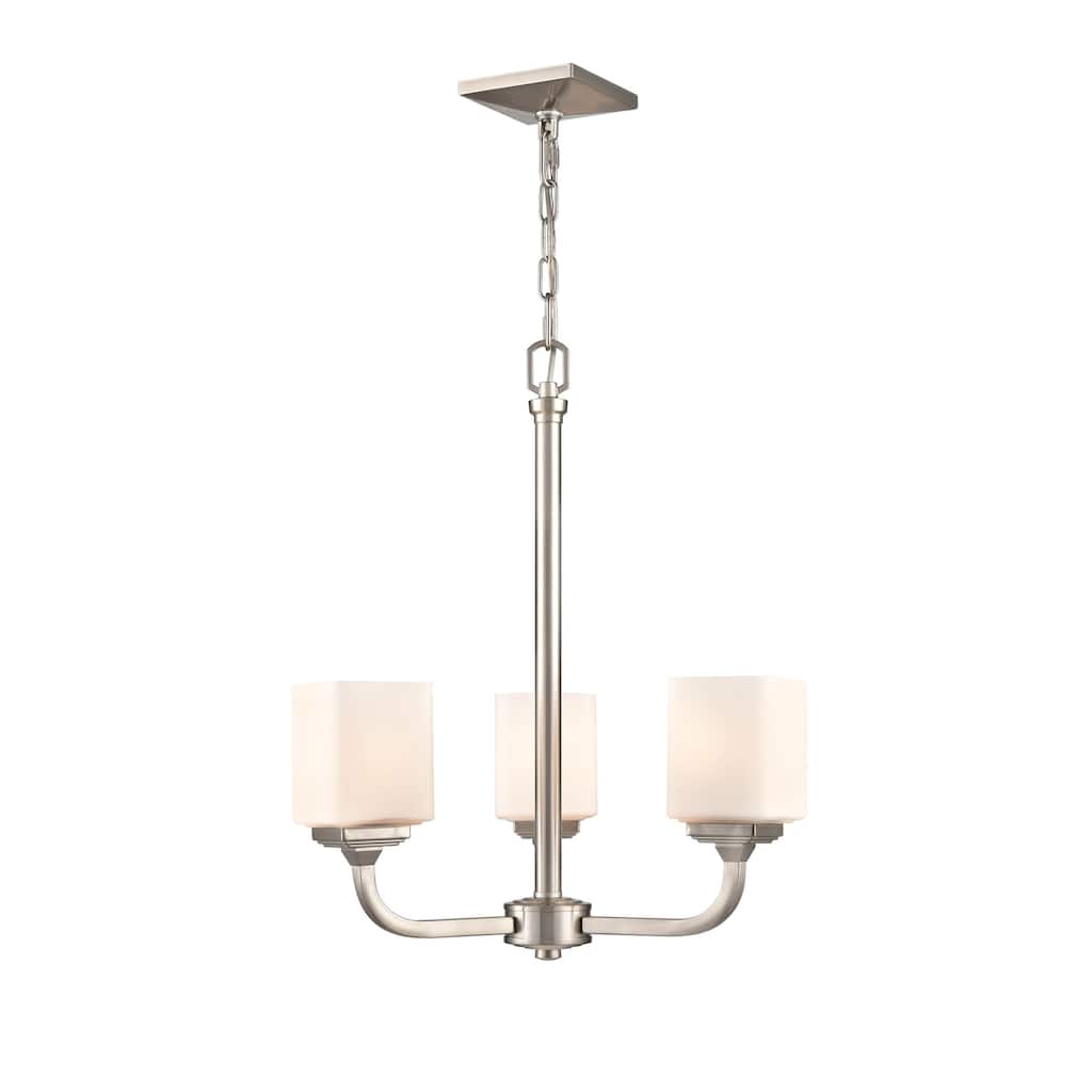 Millennium Lighting Eddison 3 Light Chandelier in Brushed Nickel with Frosted Glass Shades