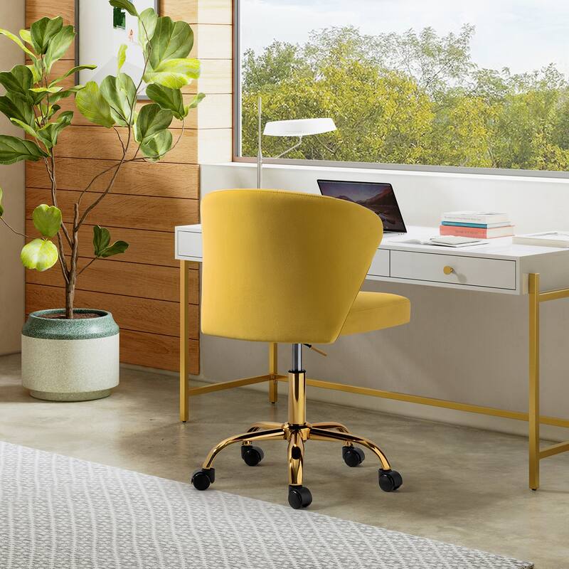 Ilia Modern Velvet Wingback 360 degree Ergonomic Office Task Chair with Channel Tufted Back by HULALA HOME