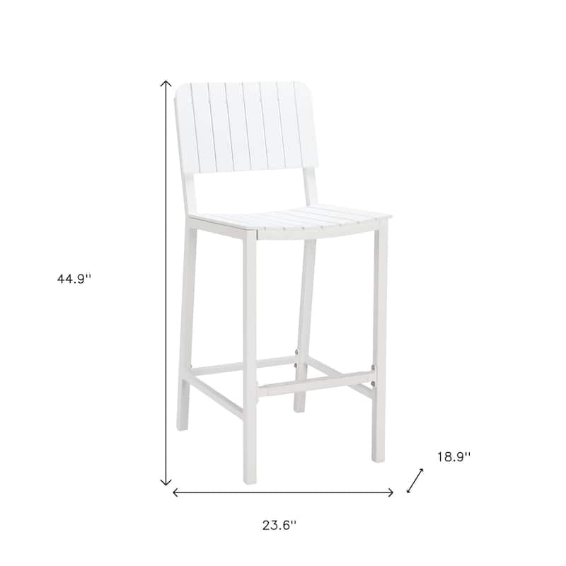 HomeRoots 30" White Aluminum Outdoor Bar Height Chair