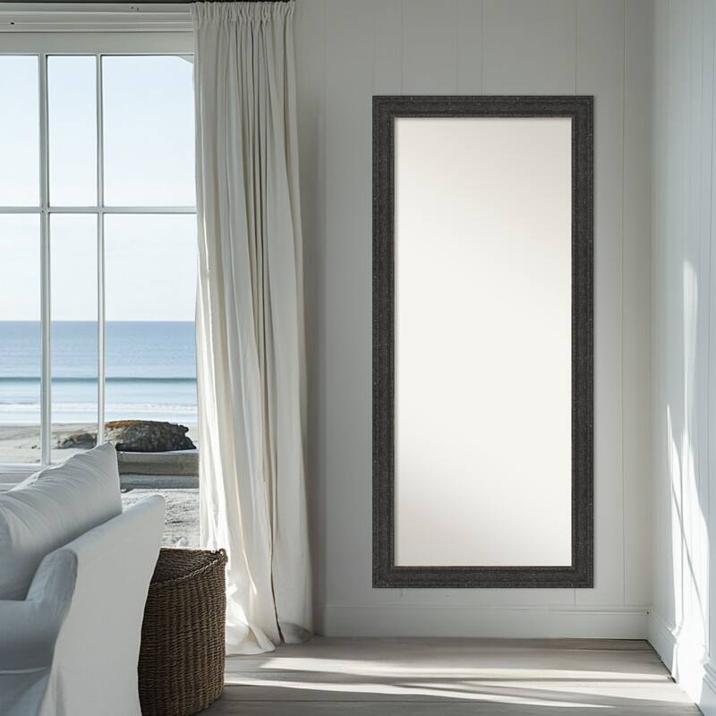 Attic Aged Non-Beveled Wood Framed Full-Length Floor Leaner Mirror