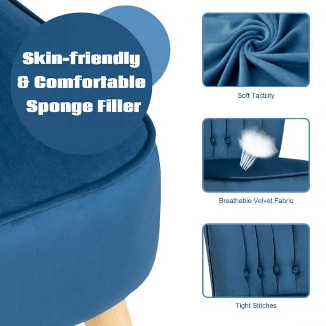 Leisure Chair and Ottoman Thick Padded Tufted Sofa Set