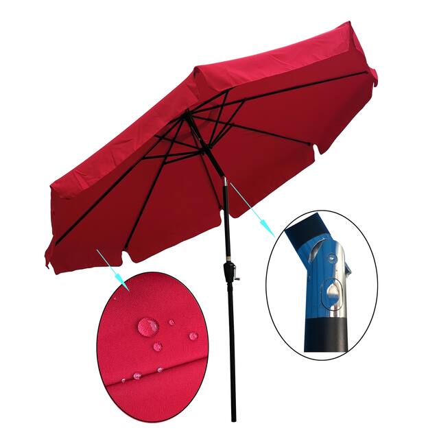 10 ft Patio Umbrella Market Table Round Umbrella Outdoor Garden with Crank and Push Button Tilt