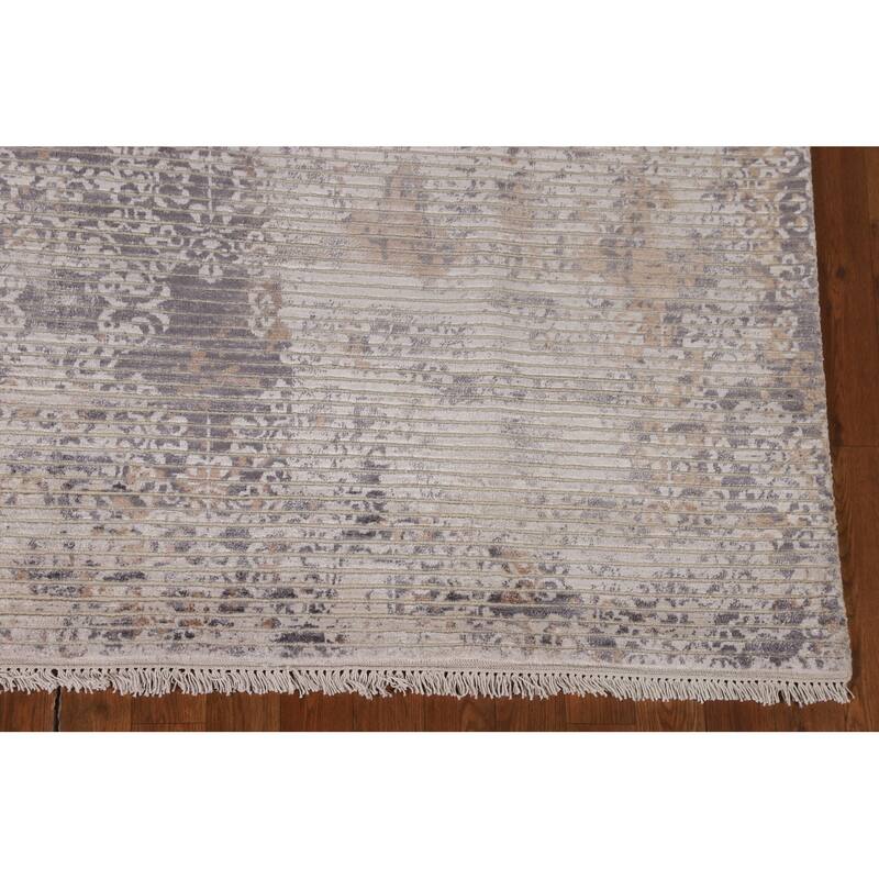 Beige Modern Area Rug Hand-Knotted Abstract Wool Carpet - 6'6"x 9'9"