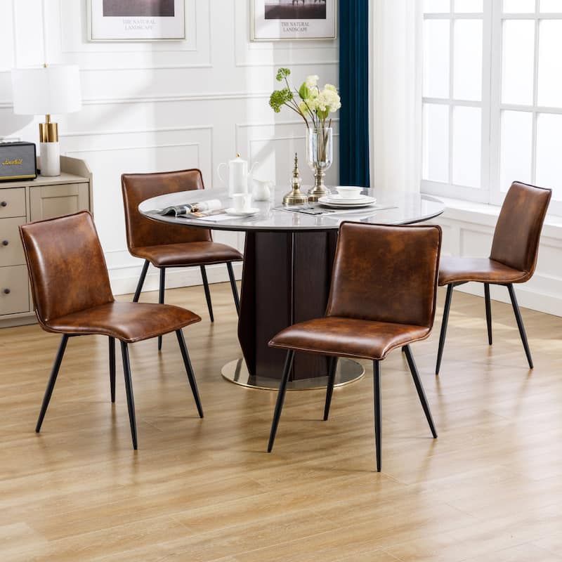Minimalist 19" Wide Faux Leather Dining Chairs