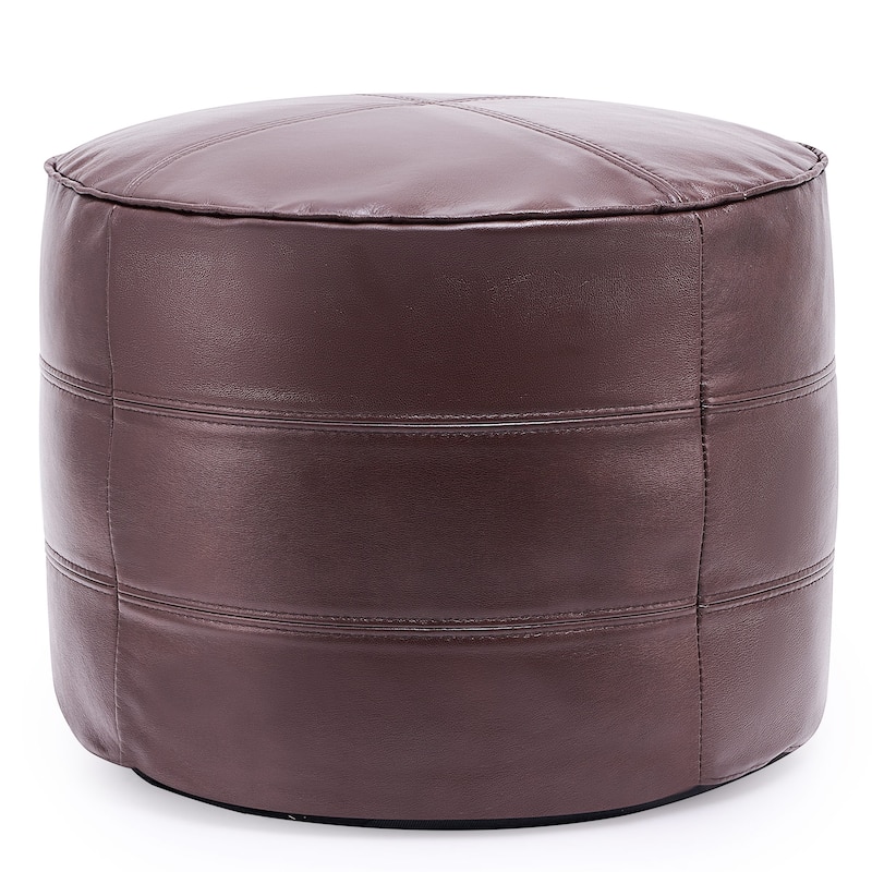 CO-Z 18'' Modern Boho Genuine Leather Pouf Ottoman