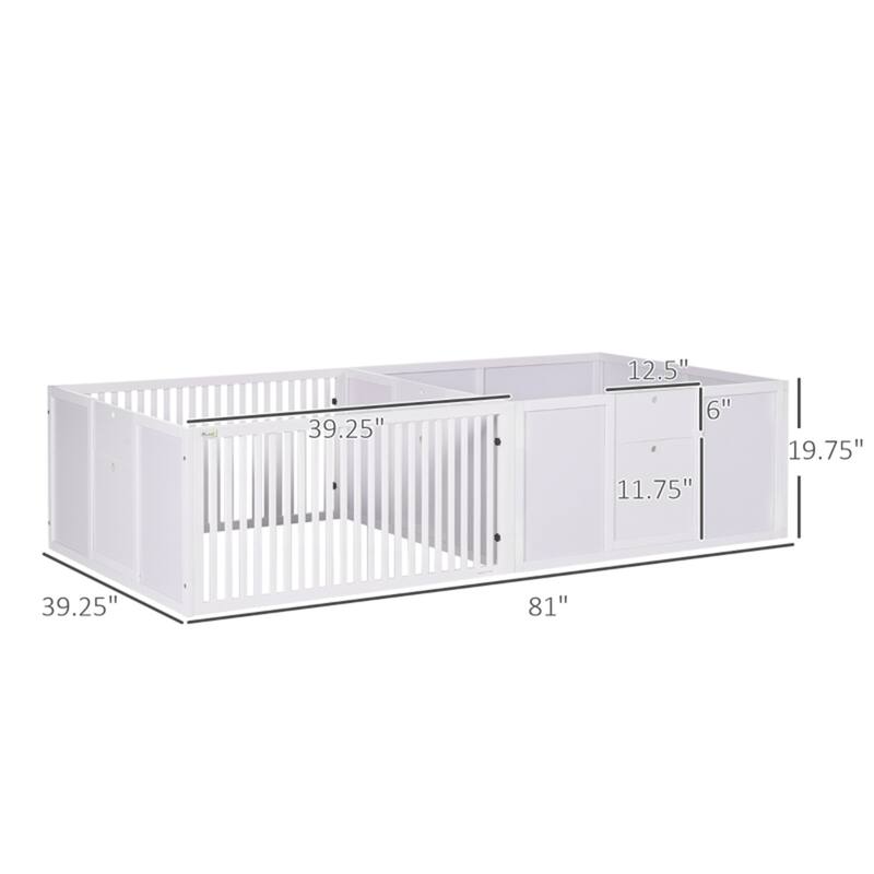 Durable Pinewood Dog House with Removable Panels - 81" L x 39.25" W x 19.75" H